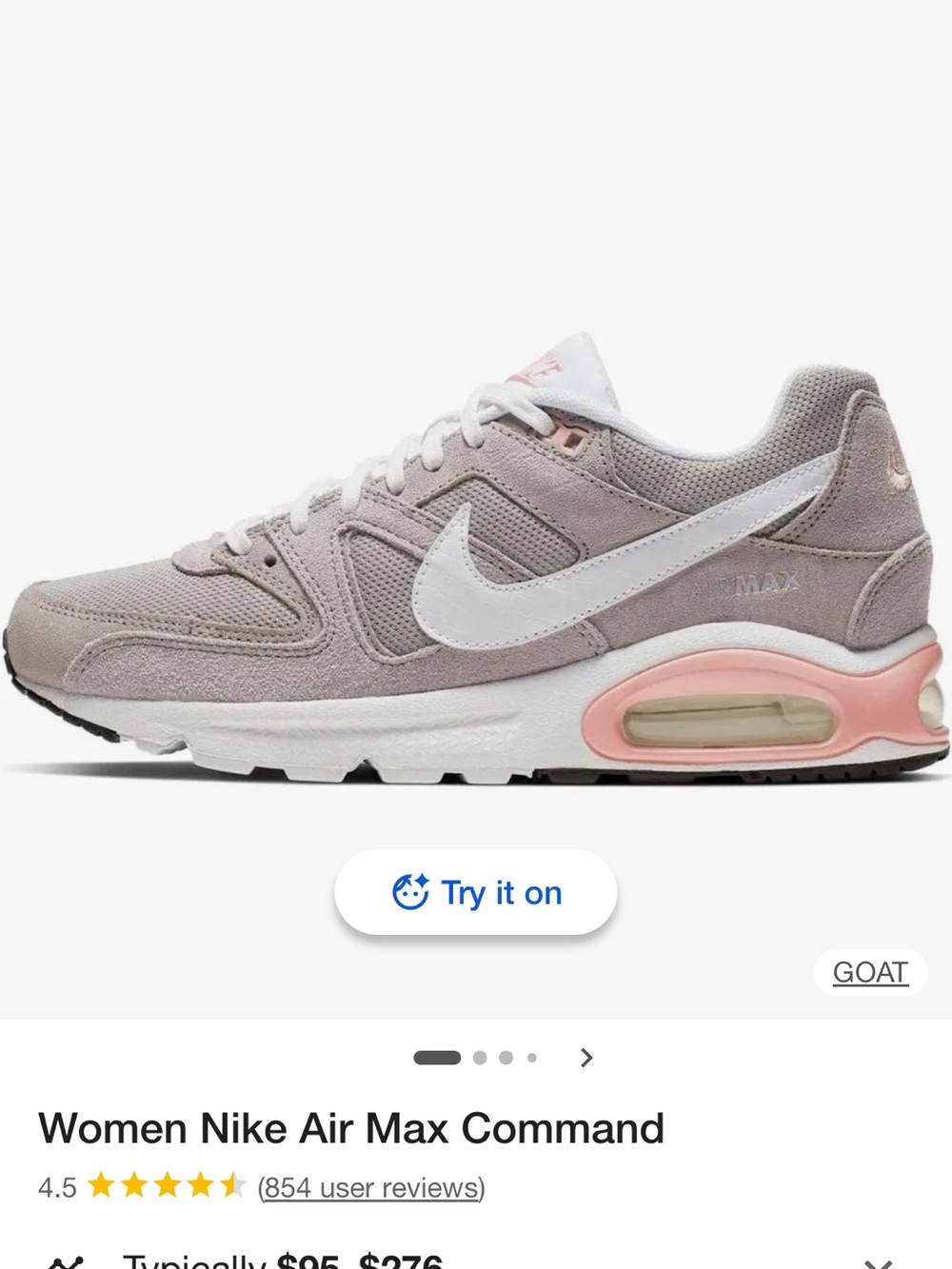 Nike Women Air Max Command — Blush Pink & White